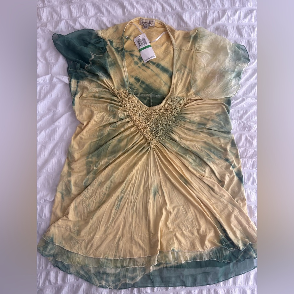 ONE WORLD Yellow and Green Tie-Dye Tunic